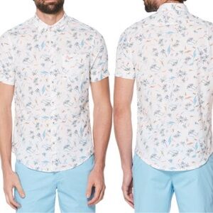 Men’s Penguin Button Down Hawaiian Linen Blend Shirt